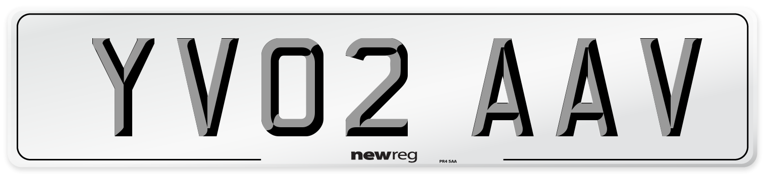 YV02 AAV Number Plate from New Reg